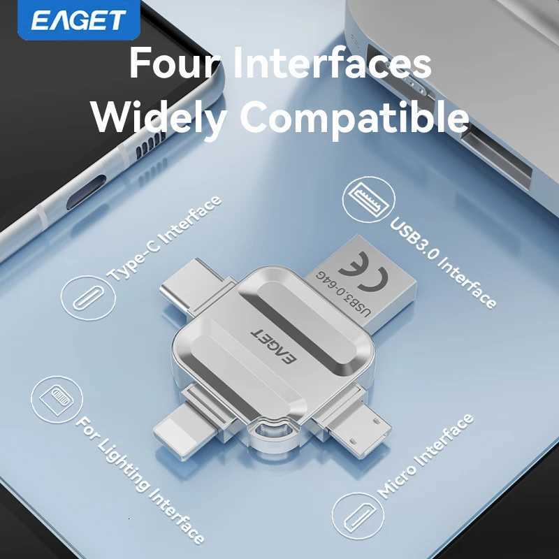 Eaget 4 in 1 Mini USB Flash Drive USB Type C Mirco B Lighting to USB 32 Pendrive USB Memories Stick for Phones PC Laptops C2512091