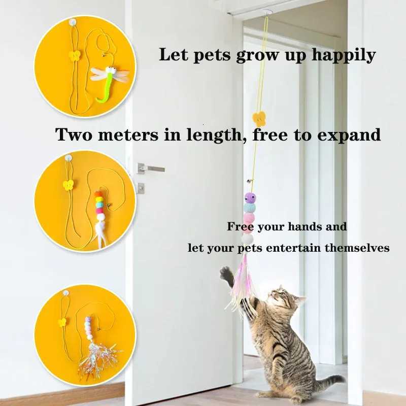 Cat Toy Hanging doors and windows Caterpillar Dragonfly Rubber band rebound Bell toy Automatic Funny Self-hey Interactive Toy 32 M251209