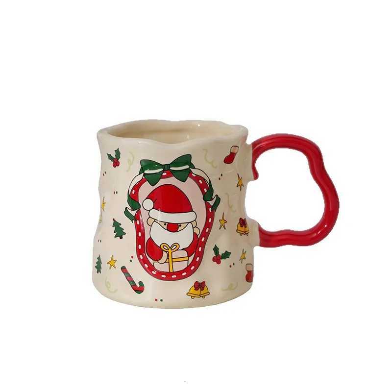 Christmas Ceramic Cup with Handle Premium Coffee Household Cartoon Light Luxury High Value g H251209