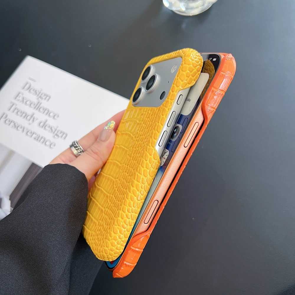 Crocodile Patter PU Leather Glossy Case For iPhone 17 Prax 16 15 14 Plus 13 12 11 Pro Max Luxury Frameless Cover C251209