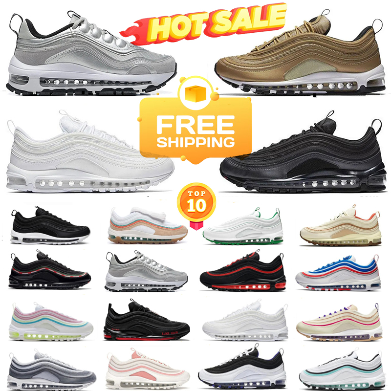 Designer Shoes 97s Running Shoes 97 Men Women Sneakers 97 Cactus Flower Court Purple Camo Triple Black White Flats Breathable Outdoor Sports shoes