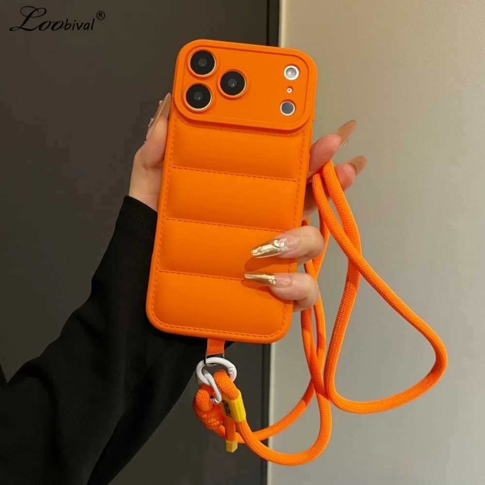 luxury Fashion Lanyard Crossbody Case for iPhone 17 16 15 Pro Max 14 Plus 13 12 11 Air X Xr Xs Long Strap Solid Color Cover C251209