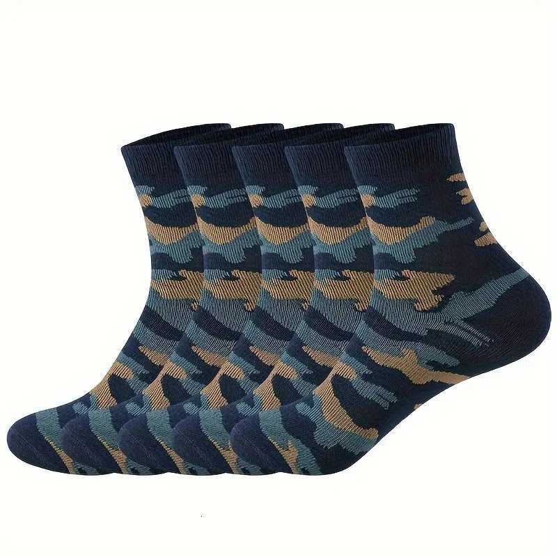 10 Pairs Mens Camouflage Compression Crew Socks 3/5 Pack - Breathable Anti-Odor Comfortable Polyester Blend for Daily WearT251209