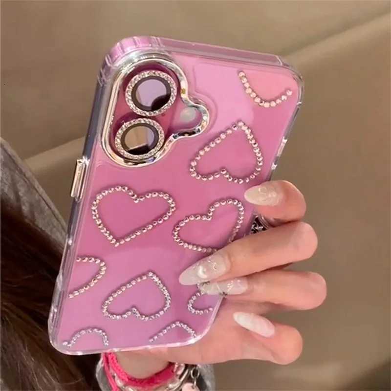 New Fashion 3D Bling Rhinestone Love Phone Case For iPhone 17 16 15 14 13 12 Pro Max 16 15 14 Plus Aesthetics Clear Shell C251209