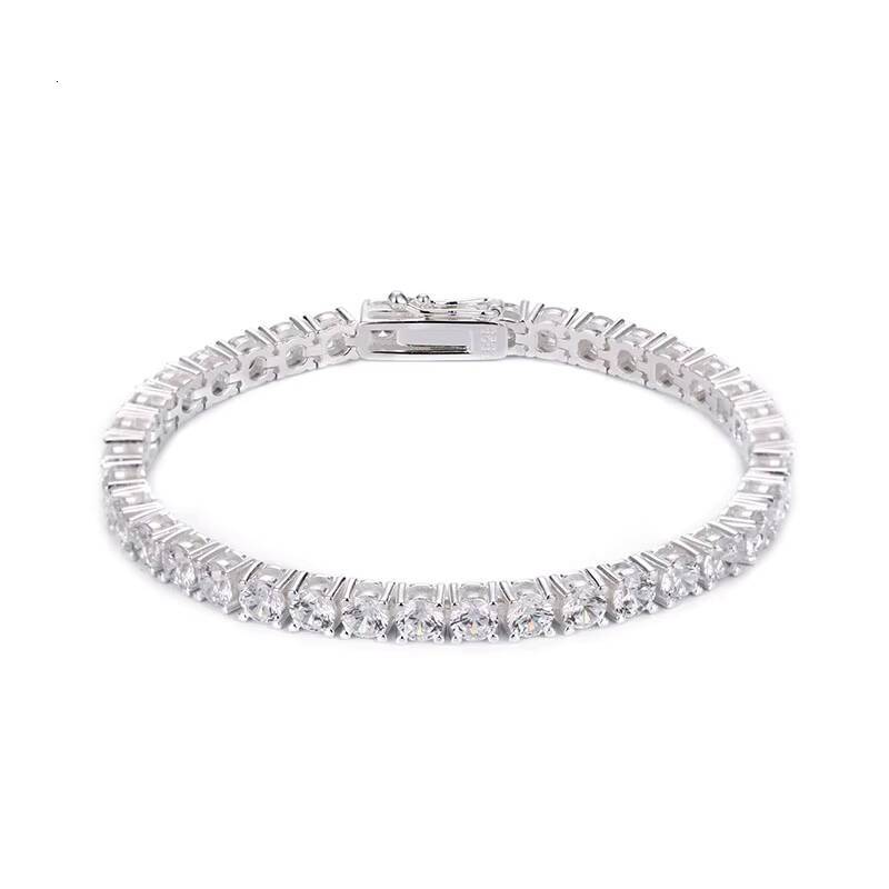 Hot Selling 3mm 4mm 5mm Vvs GRA Certified Moissanite Diamond 925 Sterling Silver Tennis Bracelet Unisex Jewelry