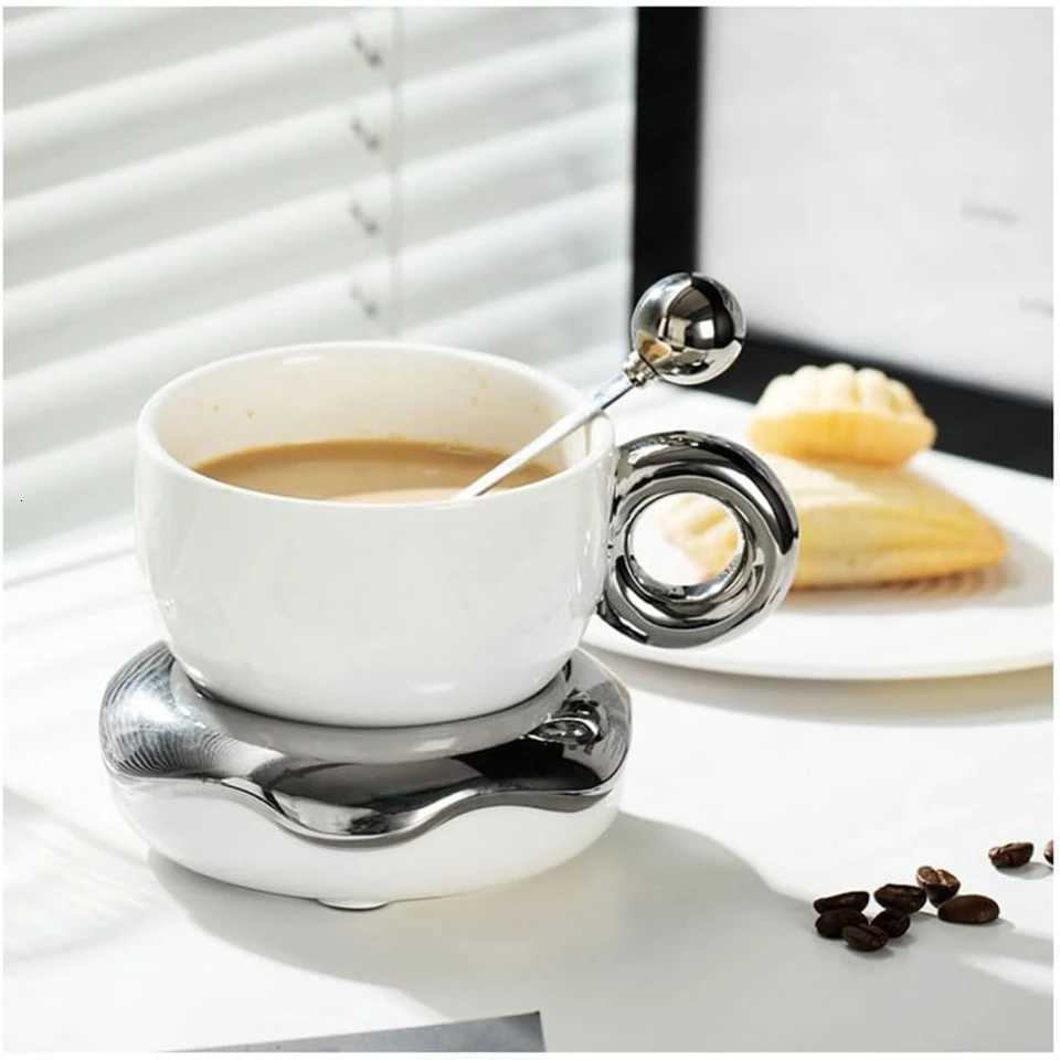 elf to a luxurious coffee experience with this exquisite ceramic cup and saucer set - Enhance your morning routine with this stu H251209