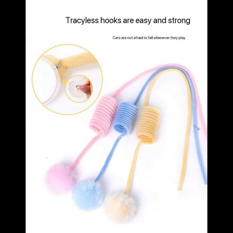 Cat Toy Plush Ball Pet Cat Spring Cat Stick Can Hanging Door Stretch Cat Toys Cat Toys Interactive for Cats Training Supplies M251209