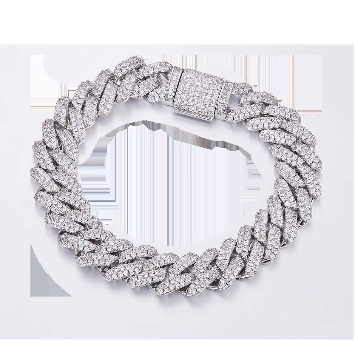 Pass Diamond Tester 925 Sterling Silver Moissanite Diamond Fine Jewelry Iced Out 14mm Hip Hop Moissanite Cuban Link Chain