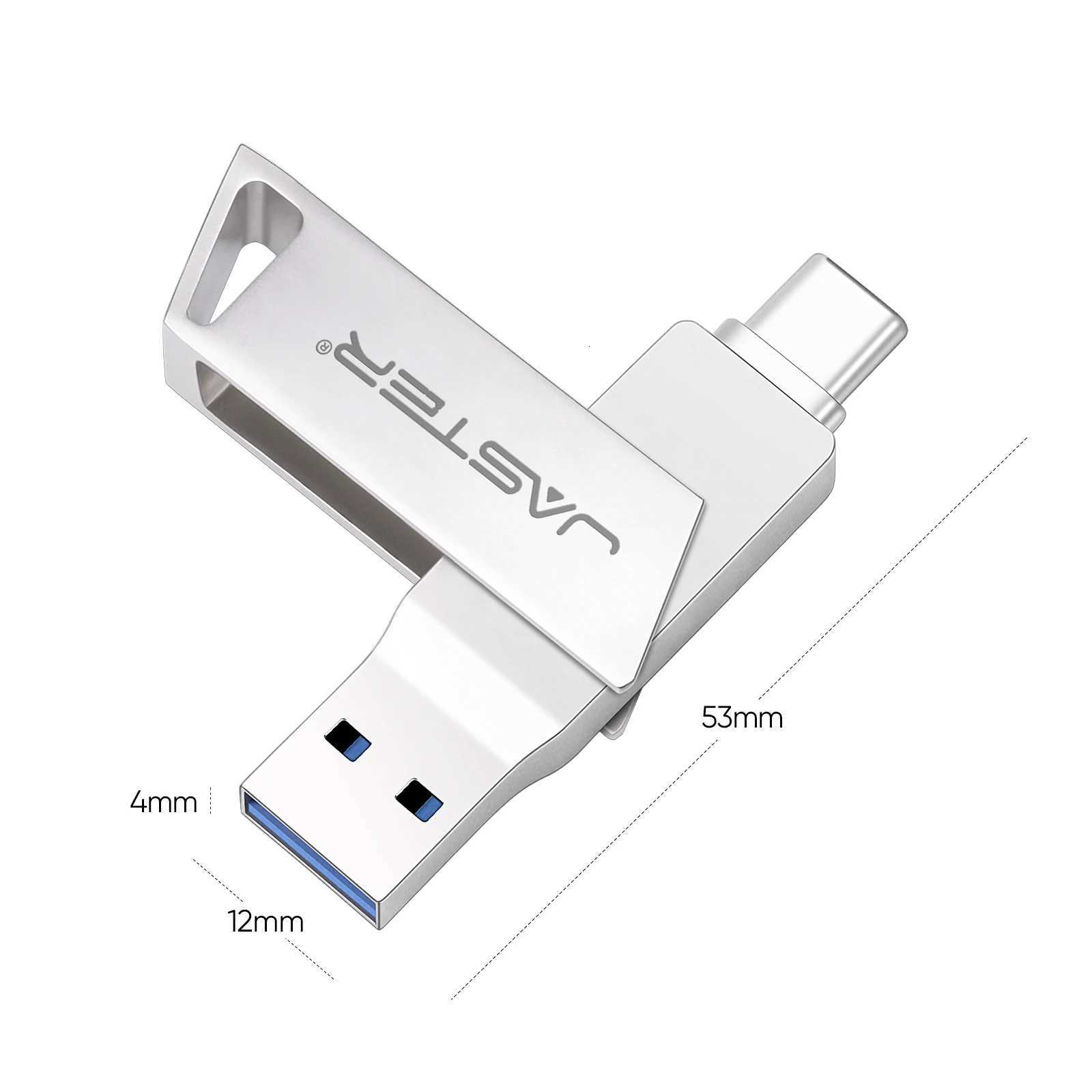 JASTER New 2 IN 1 Type-C Pen Drive 16GB 32GB 64GB 256GB usb Memory Stick 128GB Pendrive Usb 30 Flash Drive for Android Phone/PC C251209