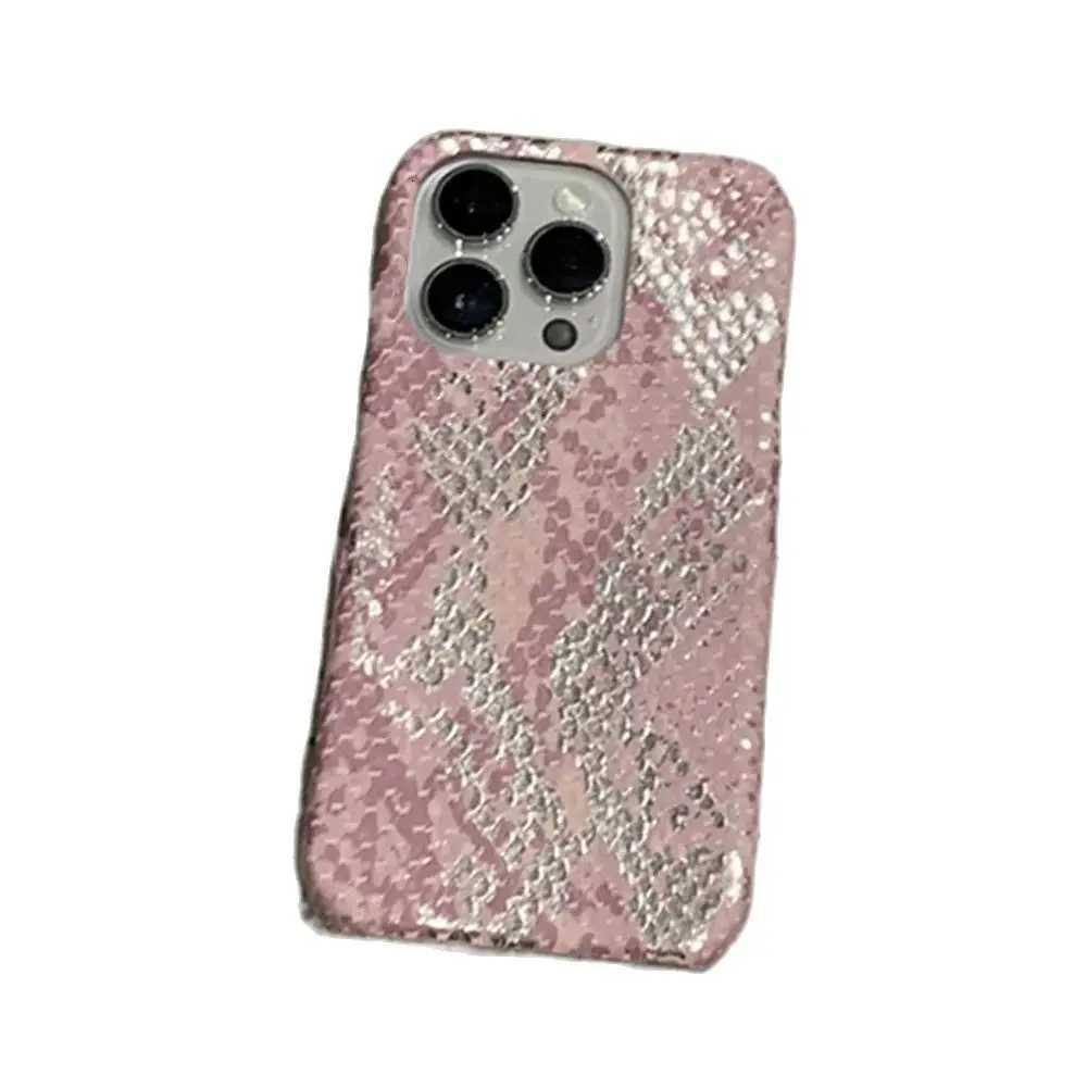 Luxury Glossy Snake Skin Print Leather Phone Case For iPhone 15 14 13 12 Pro Max Plus INS Glitter Camera Protection Soft Cover C251209