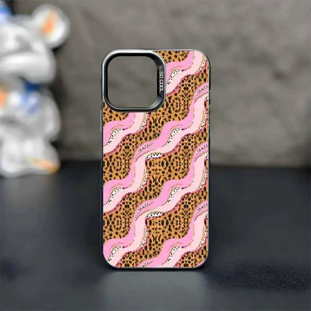 Leopard Print Phone Case For iPhone 161514131211MiniProMAX Black Matte Shockproof Cover C251209