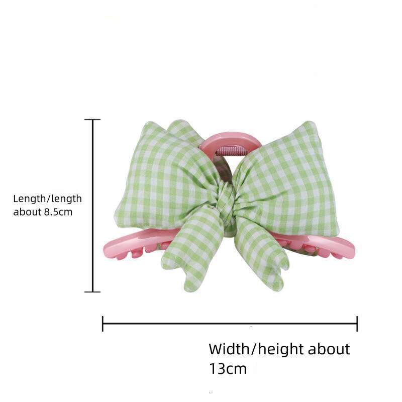 DHcollections Korean INS Style Simple Plaid Bow for Women Sweet High-end Feel Back of Head Bun Shark Clip Hair Accessory