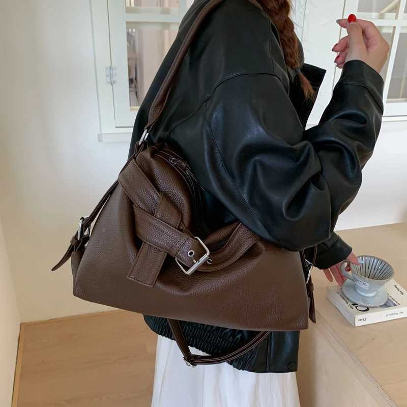 Medium-si Motorcycle Shoder Crossbody Bags For Wen 2025 New Lychee Pattern Soft Vegan Leather Big Capacity Shopper Totes Y251209