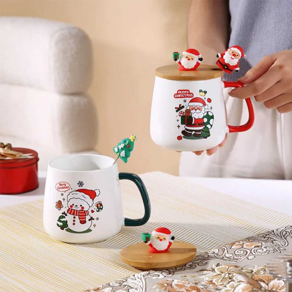 Christmas Ceramic g Gift Set - with Lid Spoon Insated Coffee Cup Holiday Themed Gift Box for Off Friends Family H251209
