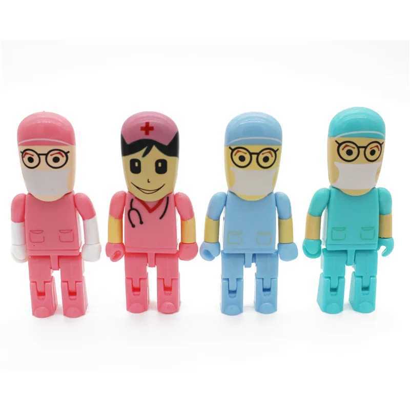 JASTER Cartoon Doctor USB 20 Flash Drive 128GB Silicone Nurse Gifts For Children Memory Stick 64GB Gift Pen Prive 32GB C251209