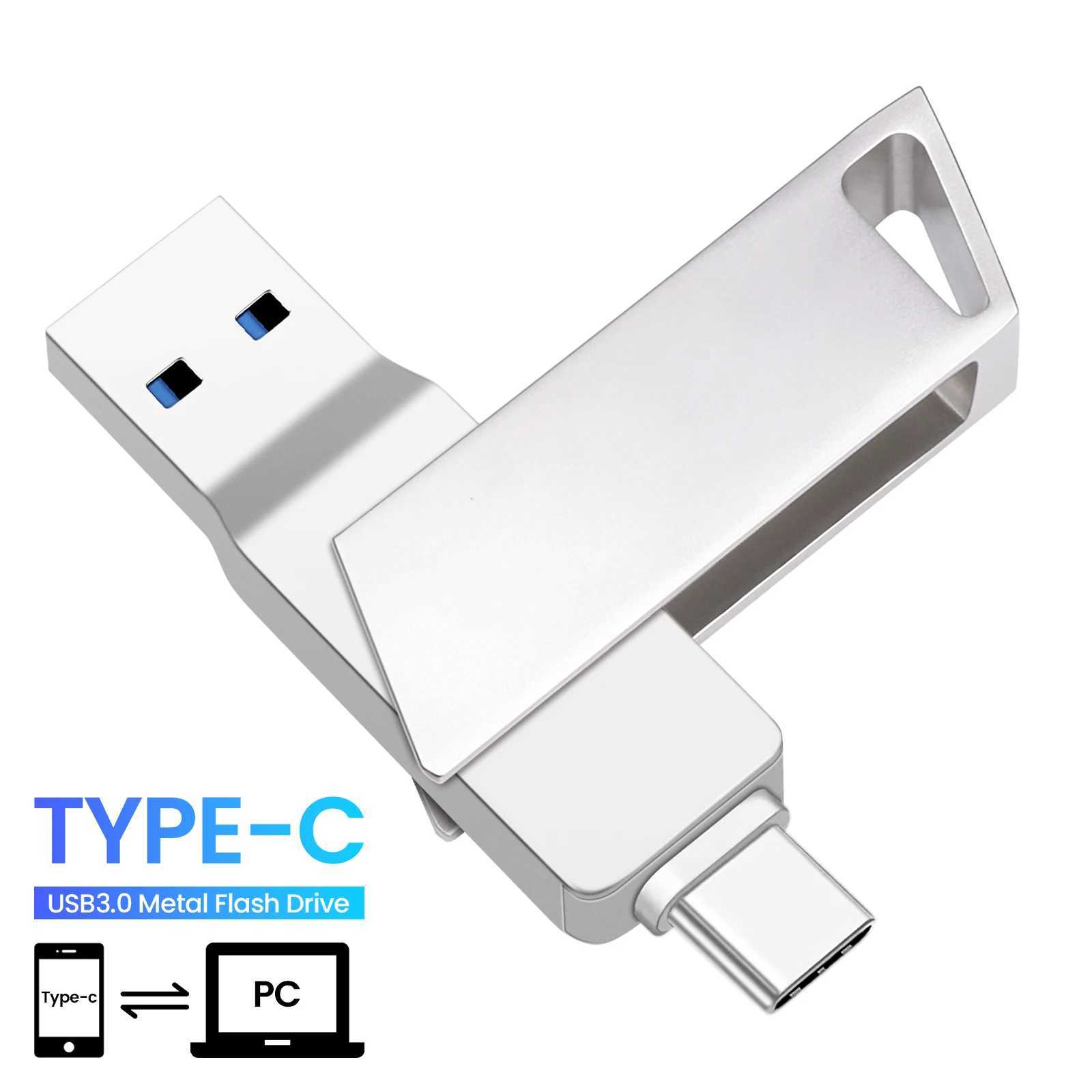 New Metal Type-C Rotatable USB 30 Flash Drive 32GB Cputer And Phone Dual-Use Rotating Design Durable Data Stora Drives C251209