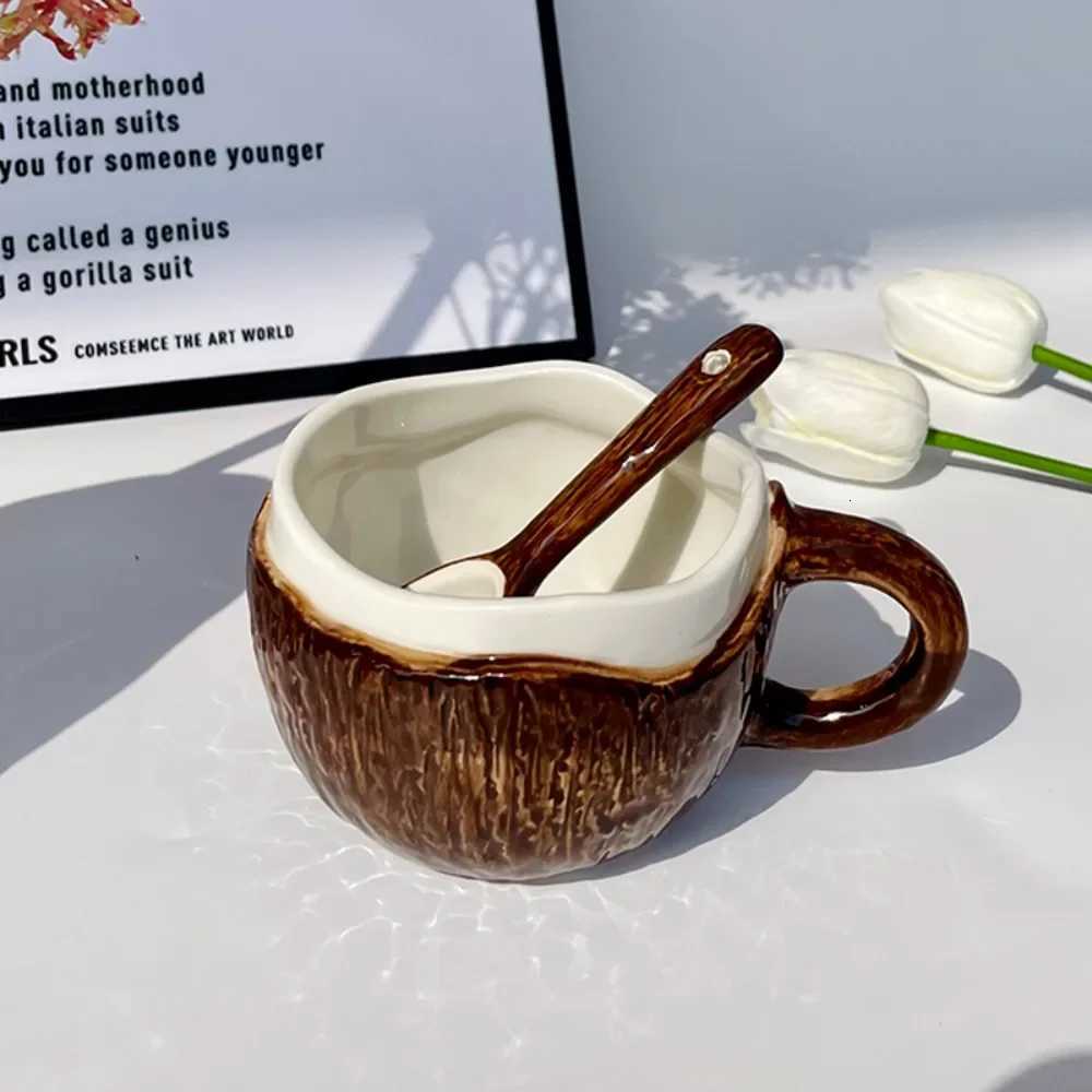 Coconut Shell Coffee Cup Creative Kiln Transformed Ceramic300ml Household Afternoon TeaBreakfast gBirthday Gift Drinkware H251209