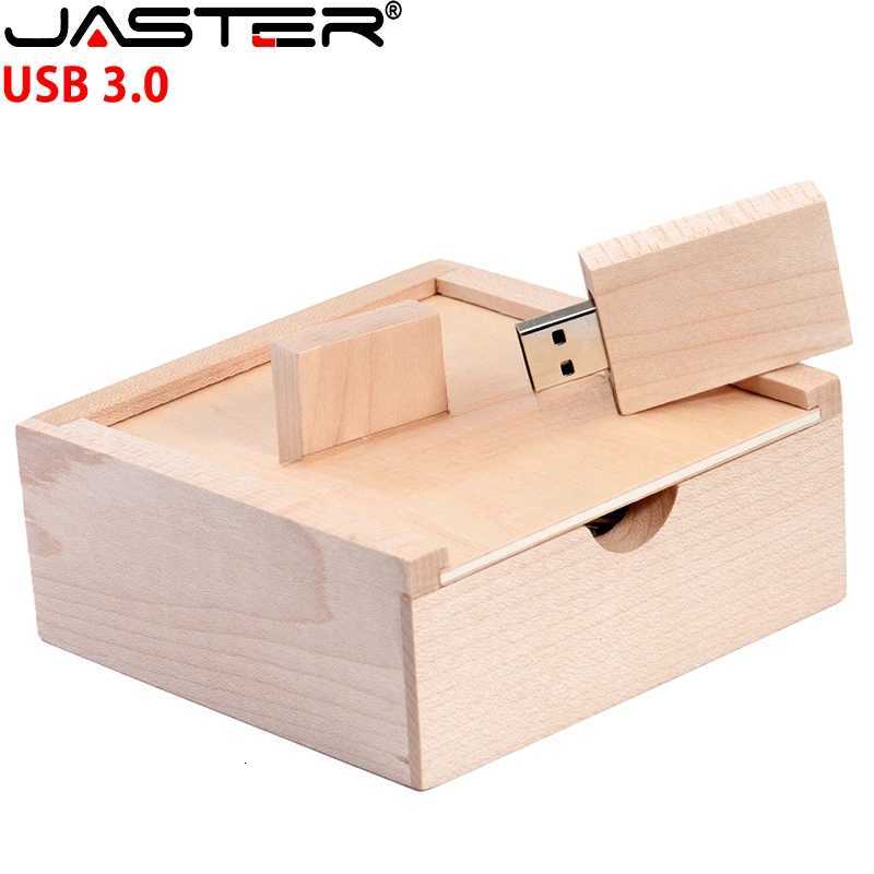 JASTER Wooden High Speed USB 30 Flash Drive Maple Leaf Album Box Pen Drive Photography Wedding Gift Memory Stick 10510540MM C251209