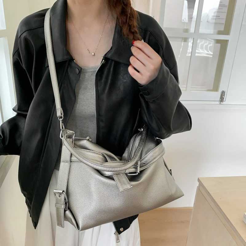 Medium-si Motorcycle Shoder Crossbody Bags For Wen 2025 New Lychee Pattern Soft Vegan Leather Big Capacity Shopper Totes Y251209