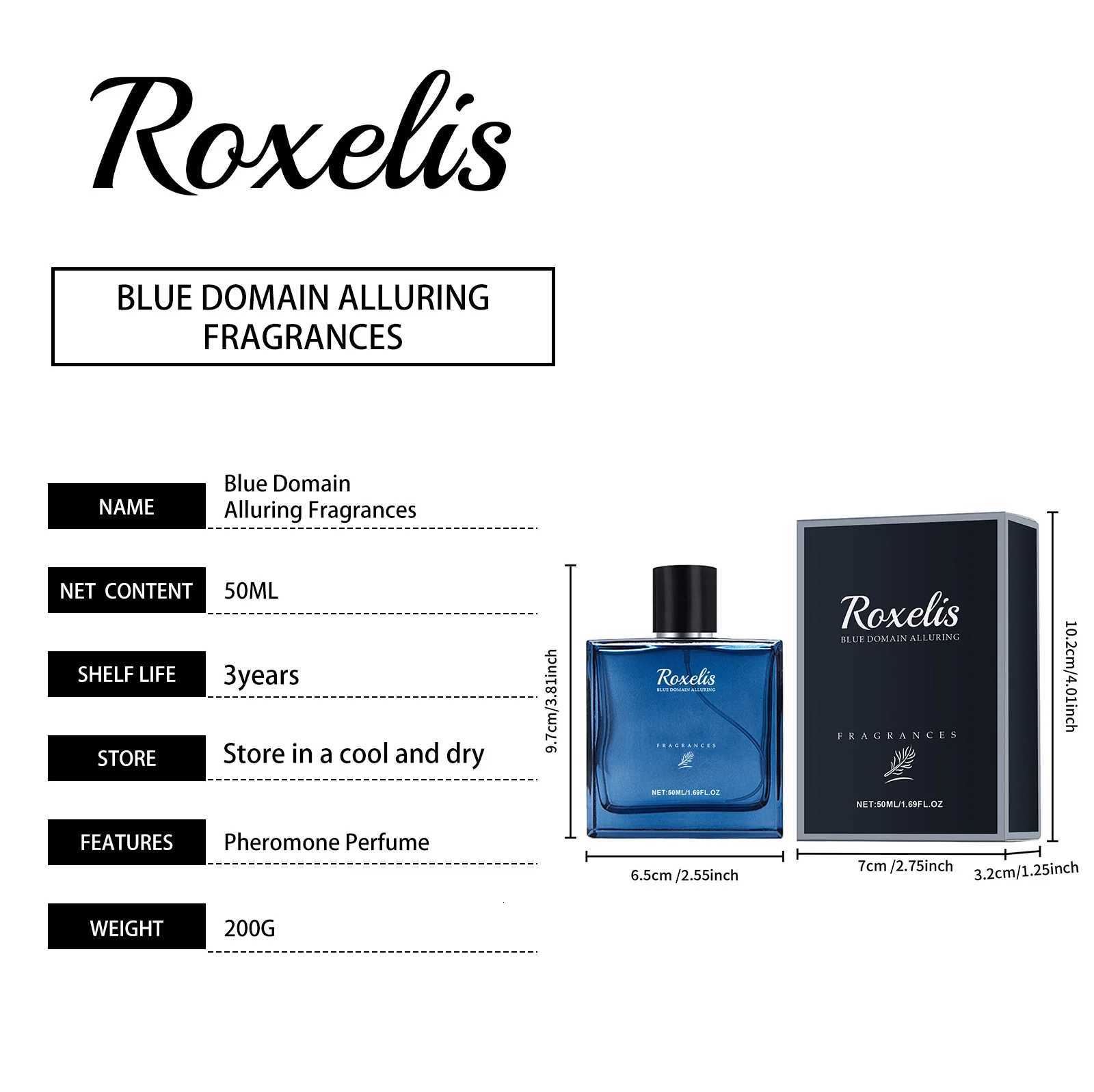Roxelis 50ml Charmig Cologne Perfume Spray Mens Blue Domain Fragrance Lasting Scent Pheromone Flirting Romantic Dating PerfumeT251209