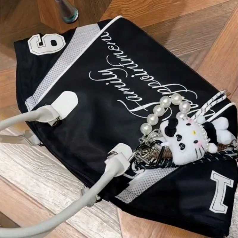 JIAERDI Sports Nyl Black Tote Bag Wallets Wen Versatile Letter Casual Y2k Handbag Ladies Large Capacity Underarm Bag 2025 Y251209