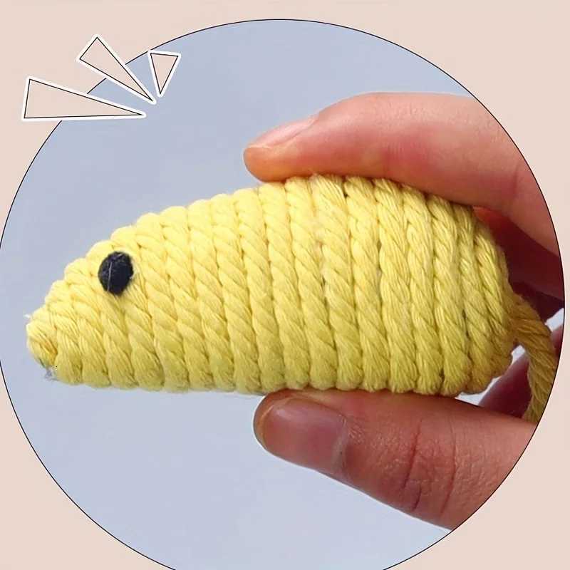 Cat Toys Mouse Shape Cat Chew Toy Interactive Kitten Toy Cotton Rope Hanging Design Cat Supplies gatos M251209