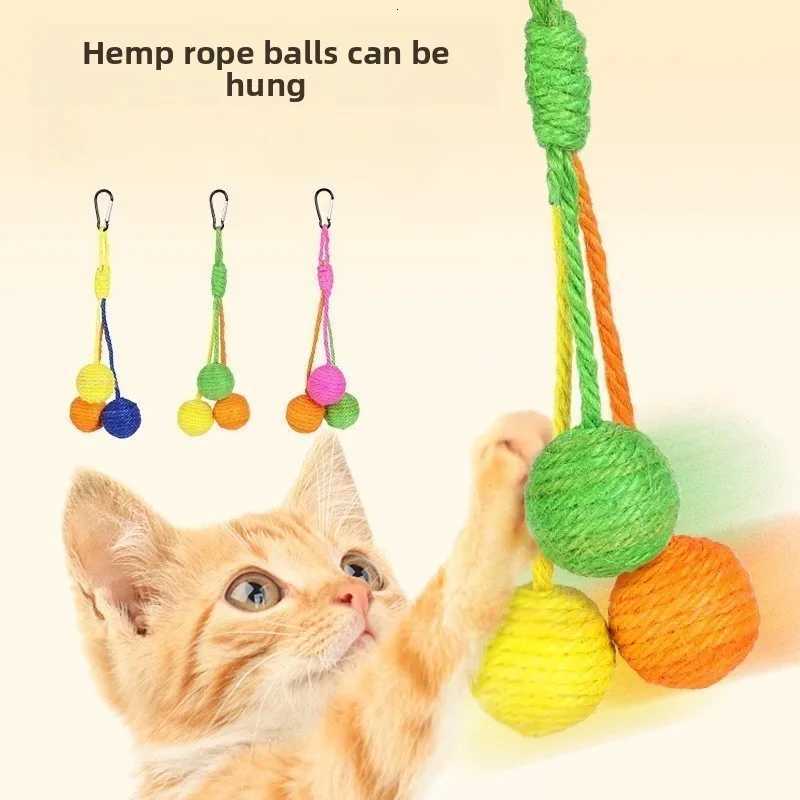 Cats Sounding Ball Interactive Handmade Sisal Cat Scratching Ball Make Sounds Cat Toy Home Kitten Ball Toys M251209