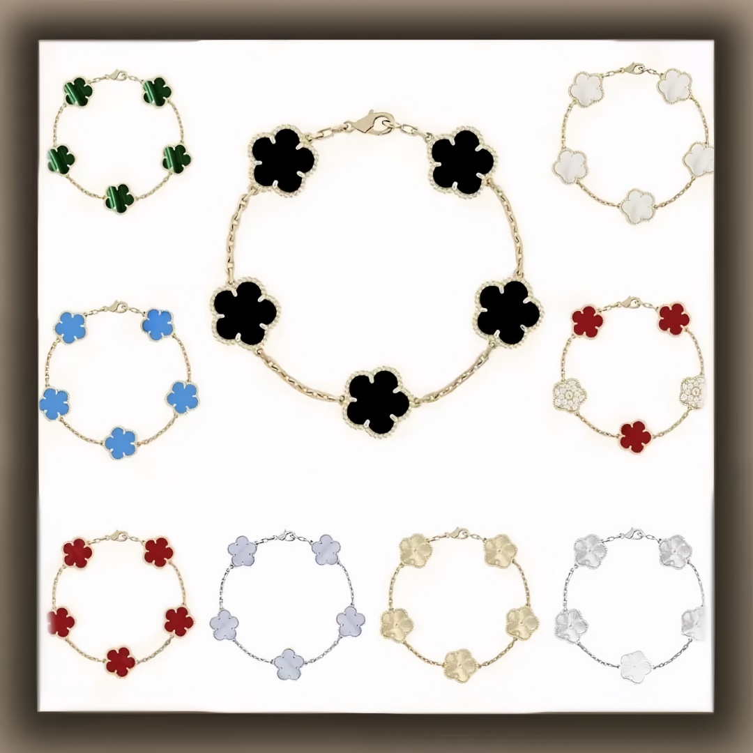 designer jewlery 5 flower bracelet designer for women luxury clover bracelet sterling silver jewelry 925 diamond bracelet fashion bracelet braclet wholesale gift