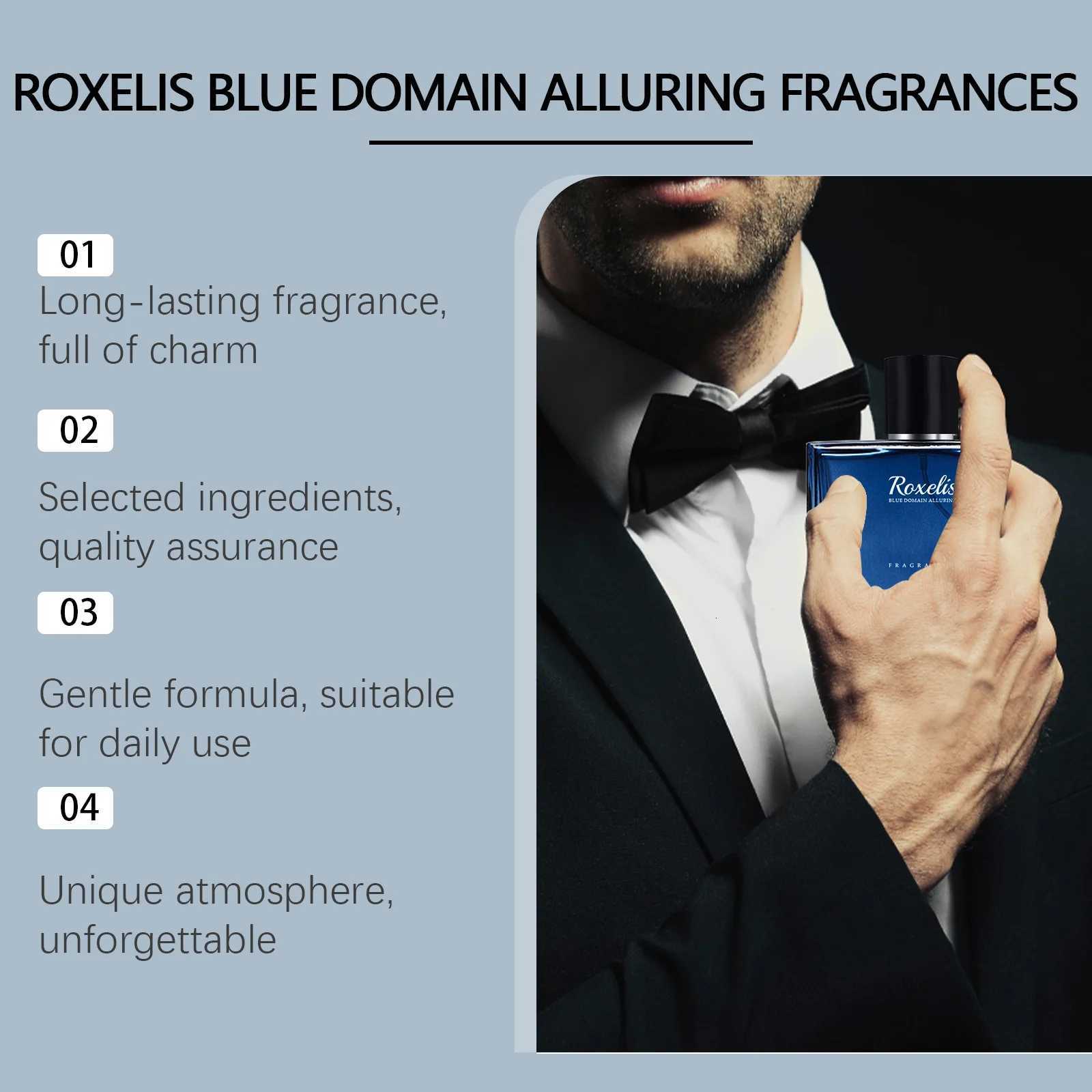 Roxelis 50ml Charmig Cologne Perfume Spray Mens Blue Domain Fragrance Lasting Scent Pheromone Flirting Romantic Dating PerfumeT251209