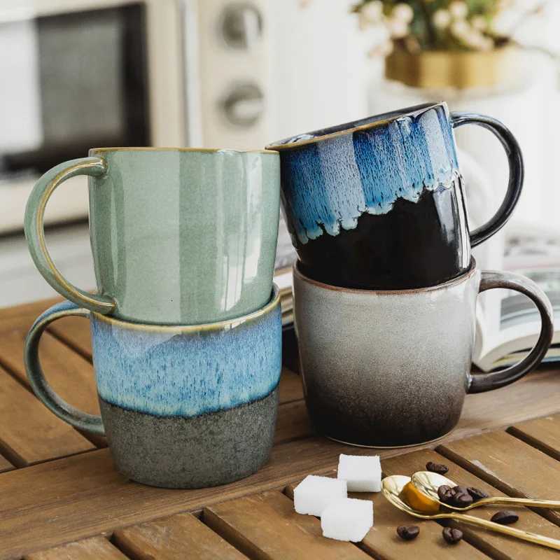 Creativity Vintage Ceramic Coffee gs 300ml Sesame Gla Cups with Handle He Drinkware Cup Kawaii g Cute Cup H251209