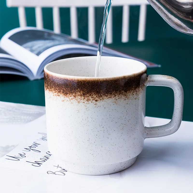 Creativity Vintage Ceramic Coffee gs 300ml Sesame Gla Cups with Handle He Drinkware Cup Kawaii g Cute Cup H251209