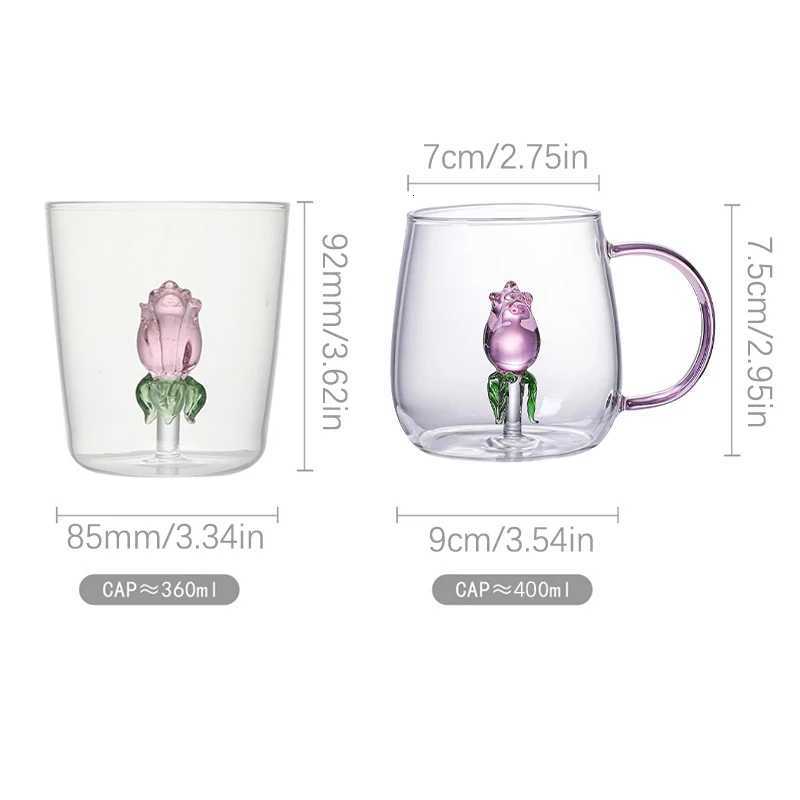 3D Creative Cups Transparent gs With Handle Coffee Cup Cute Water Bottles Heat Resistant Milk Coupe Best Festival Gifts H251209
