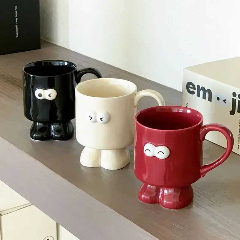 Intere Big Eyed Ceramic g Cute Red Black and White Coffee gs Off Breakfast Birthday Gift Teacup Couple Water Cups H251209