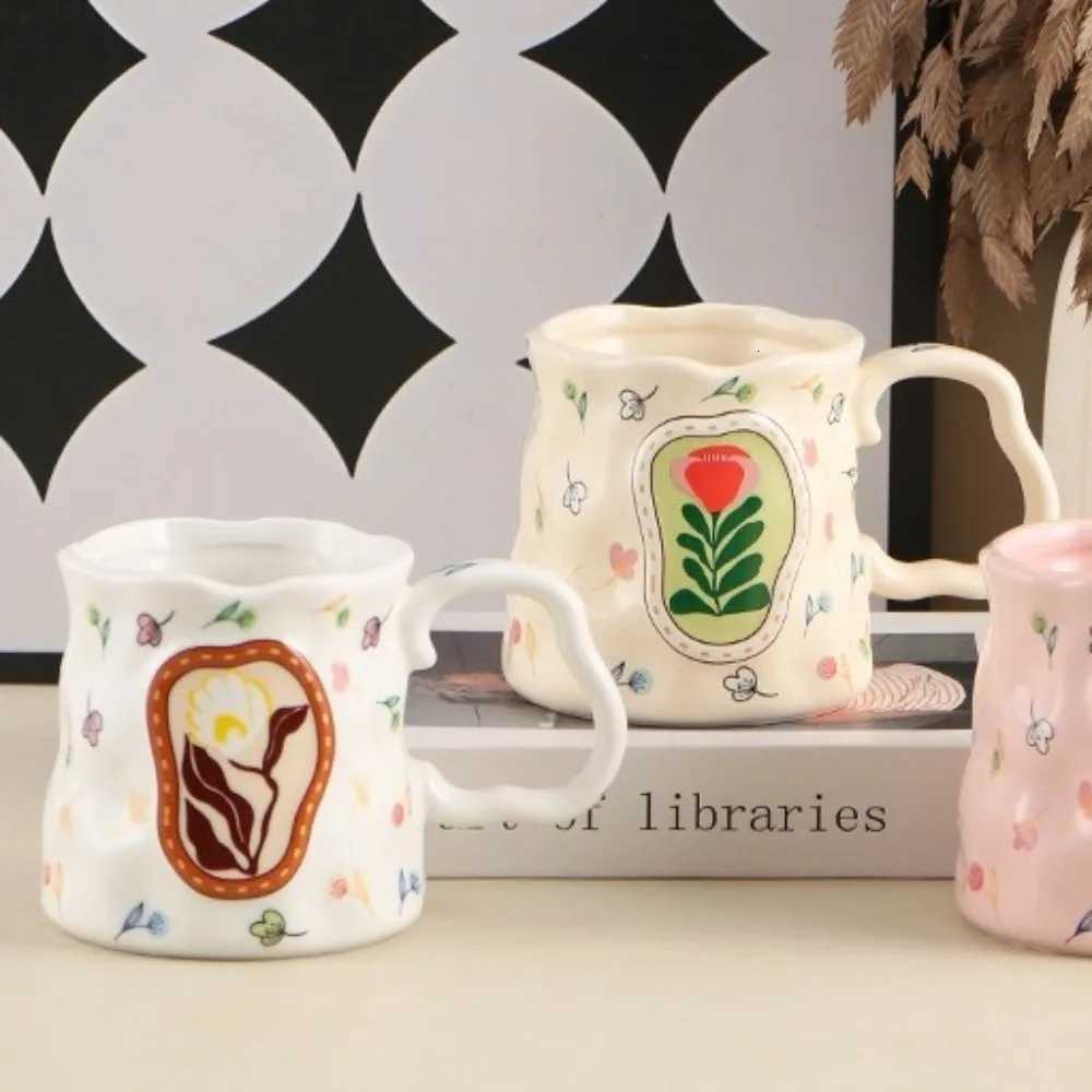 Exquisite Light Luxury Ceramic Coffee g Handmade Elegant Cafe Cup Floral Decoration Unique Breakfast Cup Tea Time H251209