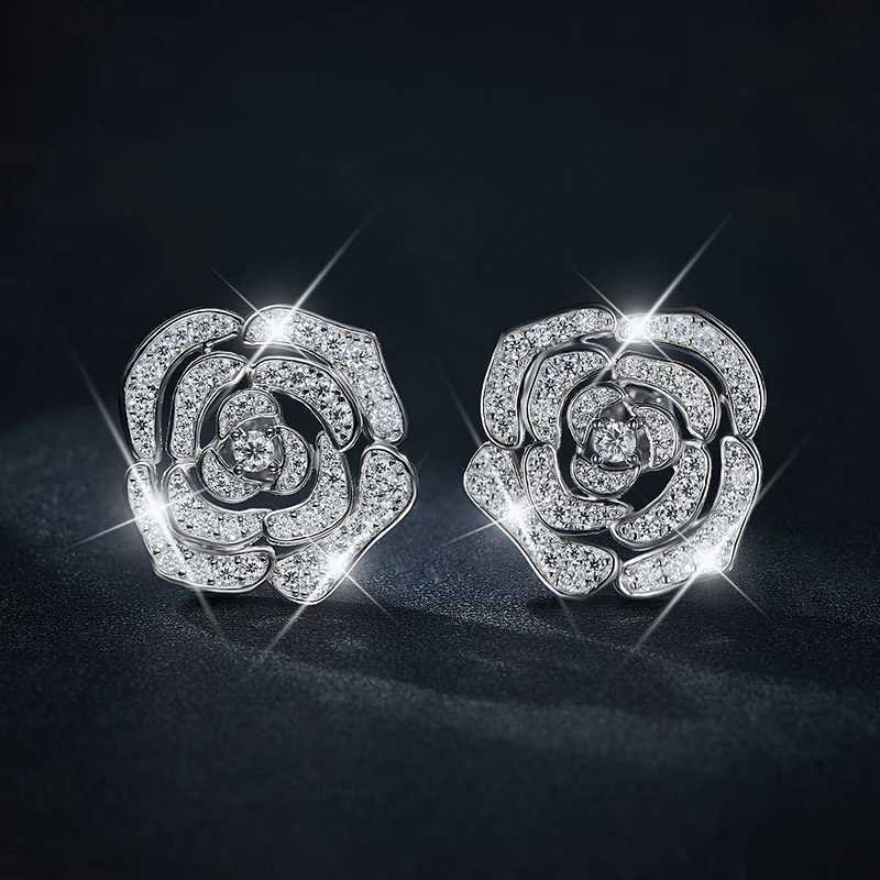 Follow Cloud 118ct Flower Shape All Moissanite Stud Earrings for Women Sparkling Simulated Diamond Jewelry 925 Sterling Silver K251209 H260202