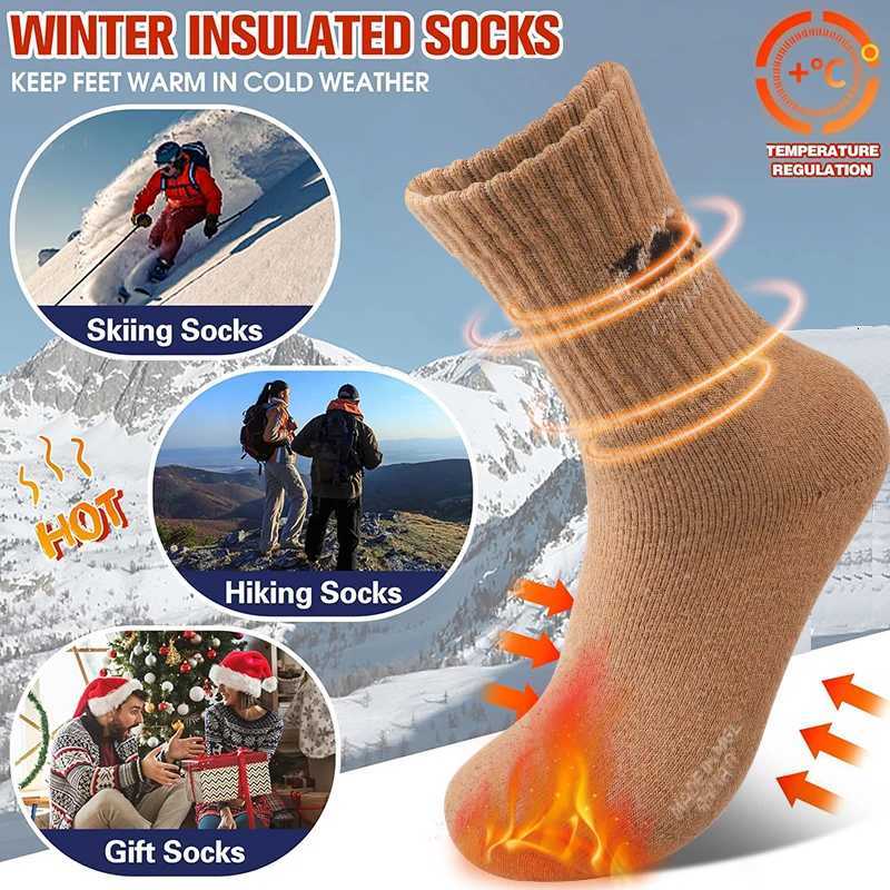 5 Pairs Thicken Camel Print Crew Socks Mens Winter Casual Heavy Knit Mid-Calf Sock Fleece Lined Comfort for Outdoor/IndoorT251209