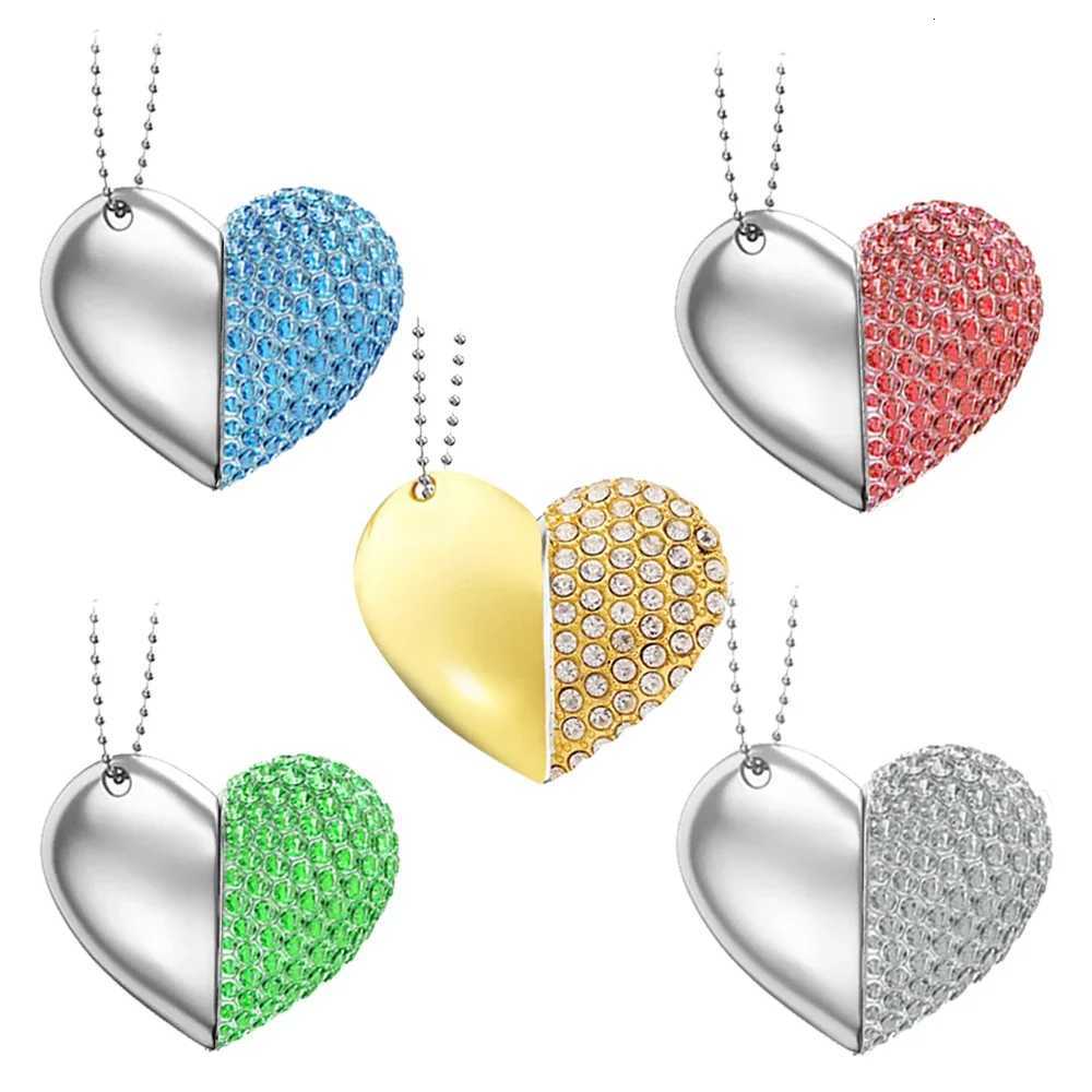 Love Necklace USB 30 Flash Drive 64GB Gifts Pen Drive 32GB Golden Memory Stick Green Silver e U Disk 16G C251209