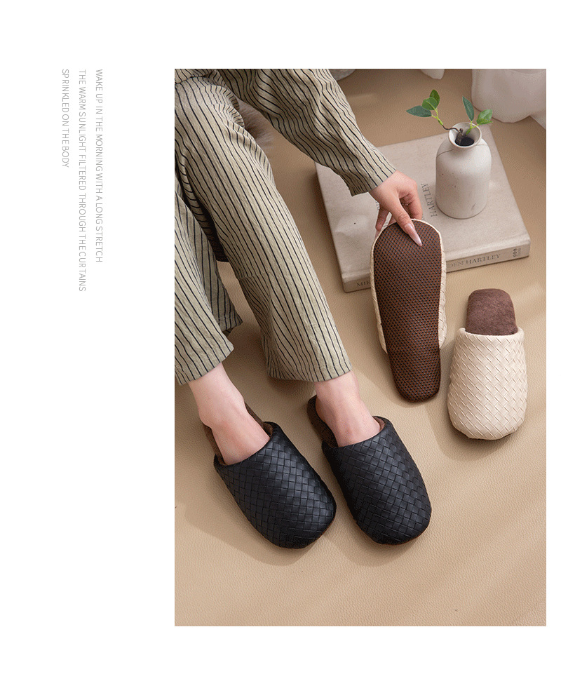 Free shipping for women's winter 2025 new style warm fleece indoor home floor soft-soled anti-slip cotton slippers