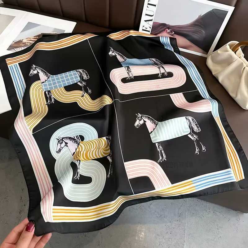 Luxury Luxury Silk Shawl Square Scarf Women Horse Satin Hijab Fashion Wraps Neckerchief Female Hair Bands Ribbon Headband Bandana 70CM Y251208