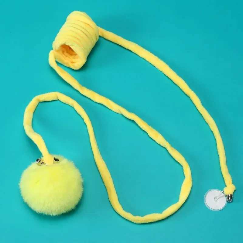 Rabbit Fur Big Ball Cat Stick Retractable Elastic Rope Cat Toy Comfortable Self-hi Boredom Hanging Cat Toys Interactive M251209
