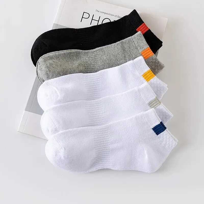 5 Pairs Fashionable Cloth Standard Boat Socks Spring And Summer Thin Style Mens Solid Color Socks Casual Sports SocksT251209