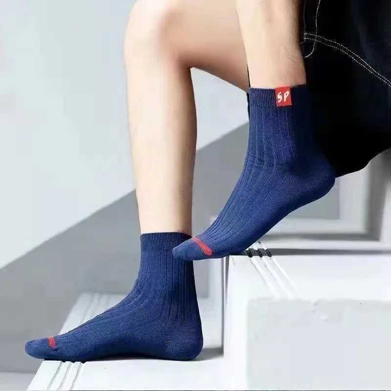 Cotton Men Socks Breathable Casual Sock Solid Color Striped Spring Summer Thin Sweat-absorbing Sports Tube Man Socks Letters SPT251209