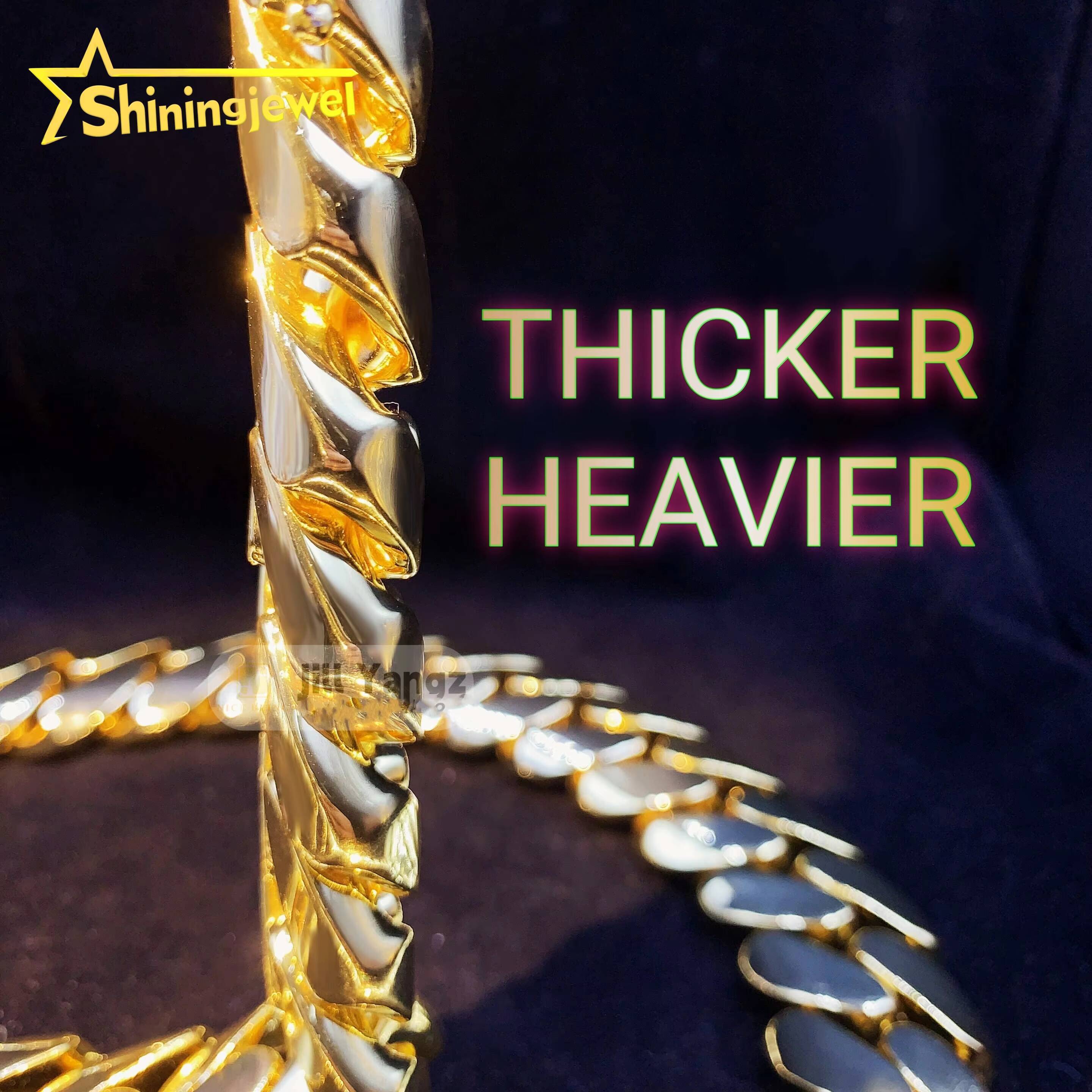 Super Thick Heavy BIG Chunky Chain 18k Gold Plated Necklace Bracelet 20mm Plain Cuban Chain No Moissanite Hip Hop Rock