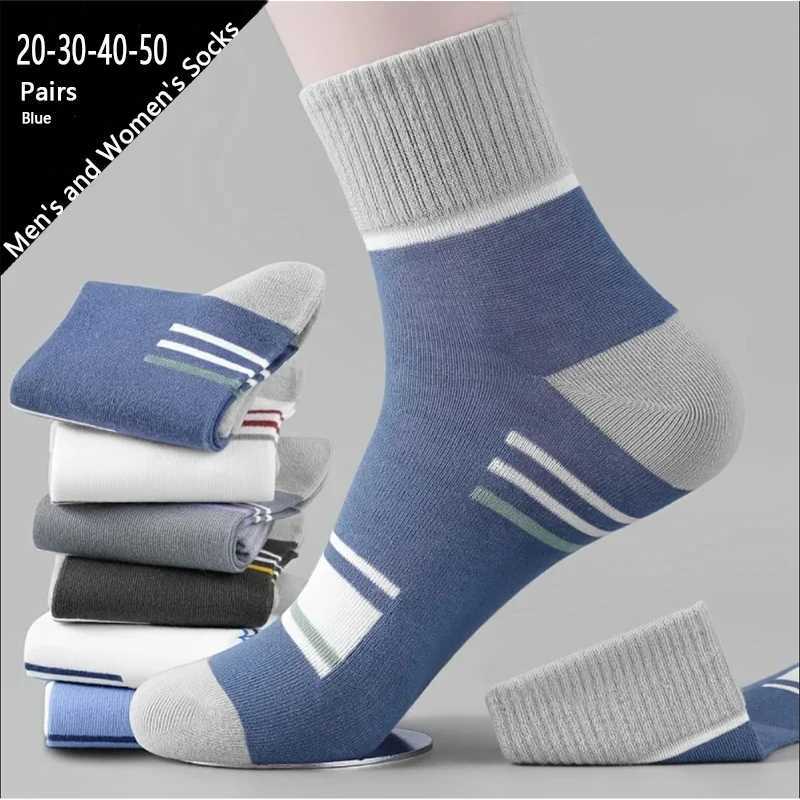 20-30-40-50 Pairs Mens Cotton Solid Letter Printed Sports Crew Socks Breathable Sweat Absorbent Comfortable Soft Casual MinimaT251209