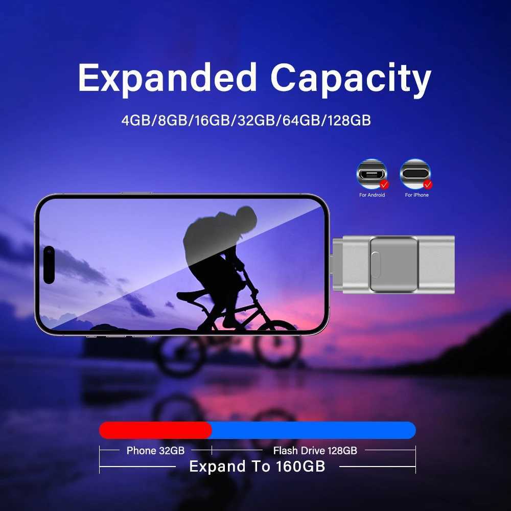 for iPhone USB Flash Drive 2TB 1TB USB 30 Pendrive 3in1 Mirco USB 30 512G 256GB 128/64/32gb Memory Stick USB Key MFi Pen drive C251209