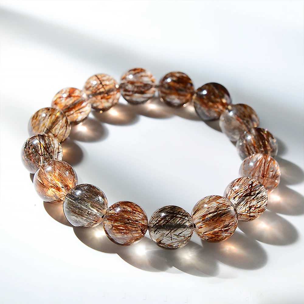 Natural Black Golden Super Seven Bracelet Hair Rutilated Bracelet Jewelry For Woman Crystal Round Beads Stone Stretch BraceletXJ251209