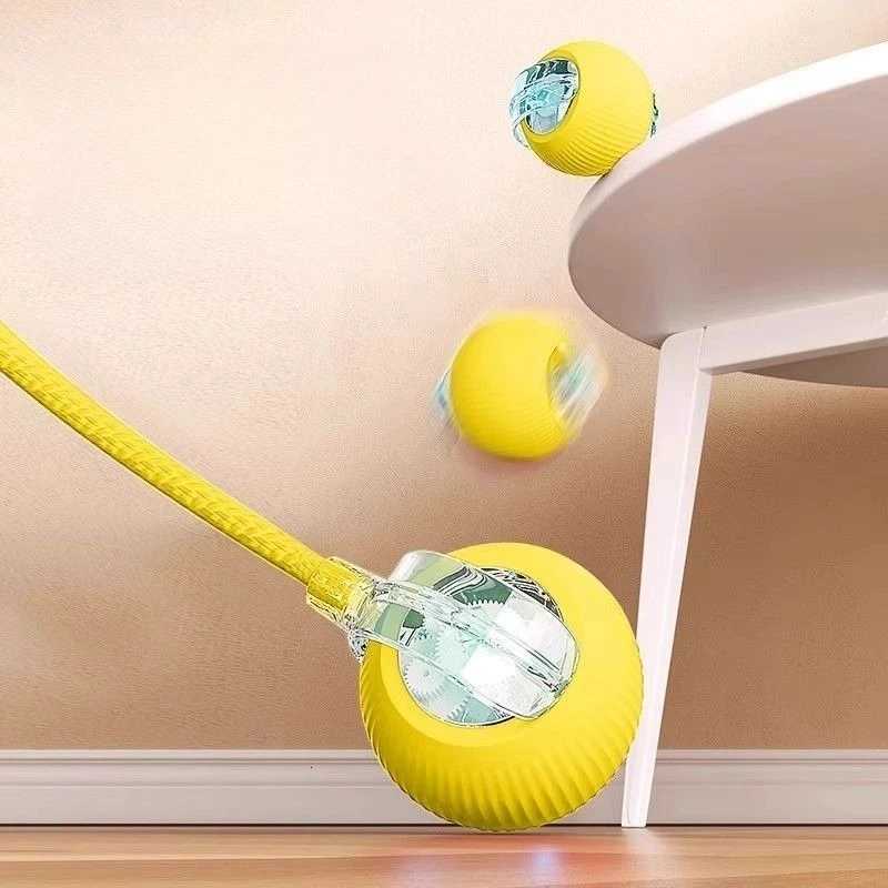 New Cat Interactive Ball Toys Silicone Automatic Rolling Ball With Long Tail Teaser Smart Pet Electric Toy Kitten Cat Toy M251209