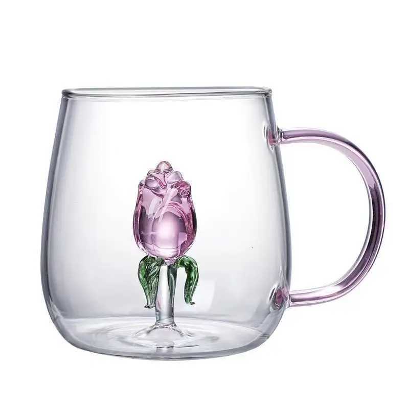 1 PC 400ml 13oz Creative 3D Cactus Rose Duck Flamingo Water g Cup with Handle For Girls Kids Lovers Wedding Gift H251209