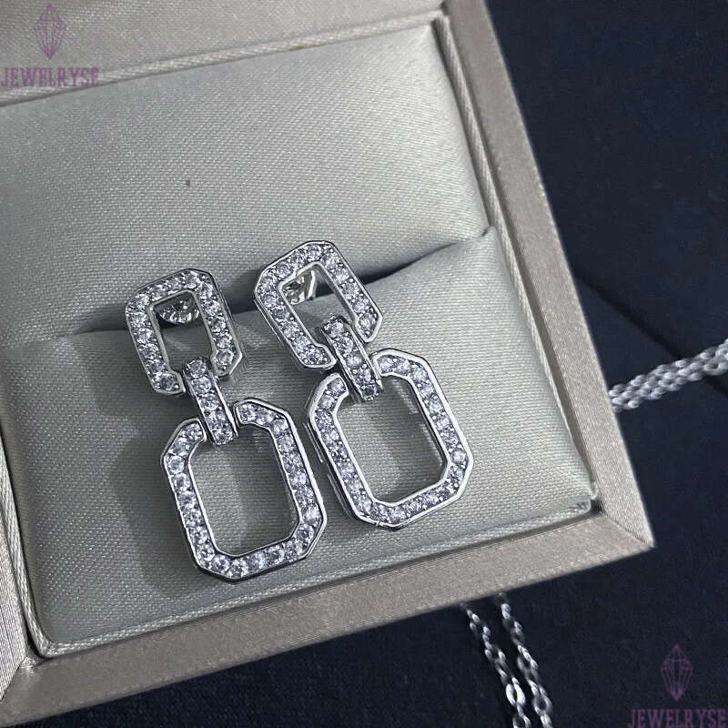 Long hollow Rectangle geometry designer Earrings stud for women Geometric Charm Earings with CZ Zircon Diamond Bling Crystal elegant Ear rings earring