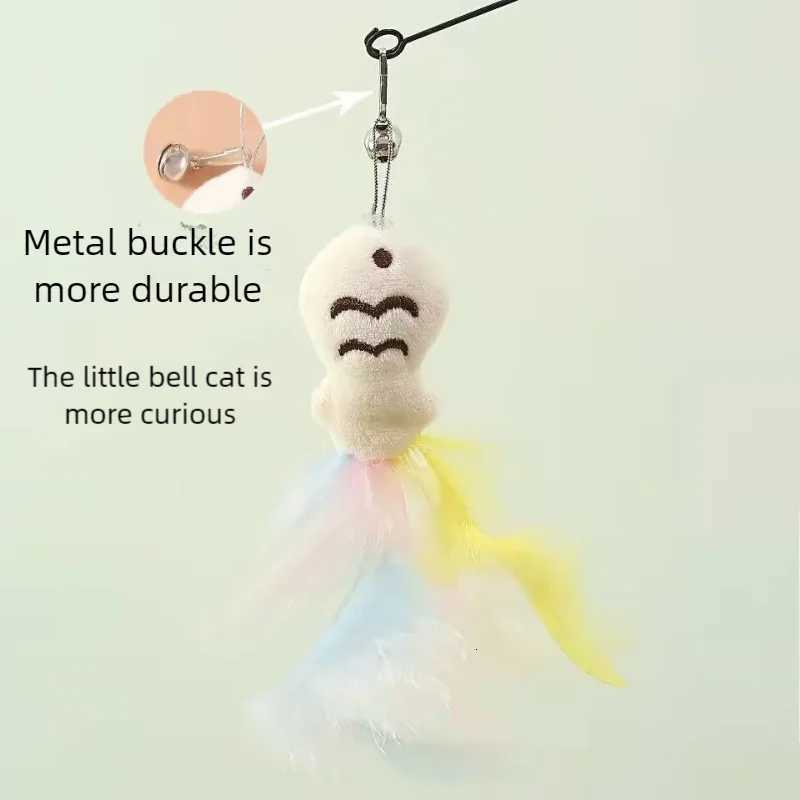 New cat funny cat stick steel wire long pole feather cute cat toy kitten fishing rotating self-pleasure pet toy M251209